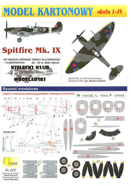 Истребитель Supermarine Spitfire Mk-IX (1936)
