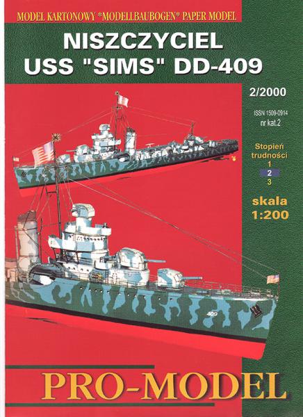 Эсминец USS Sims DD-409 CN3398